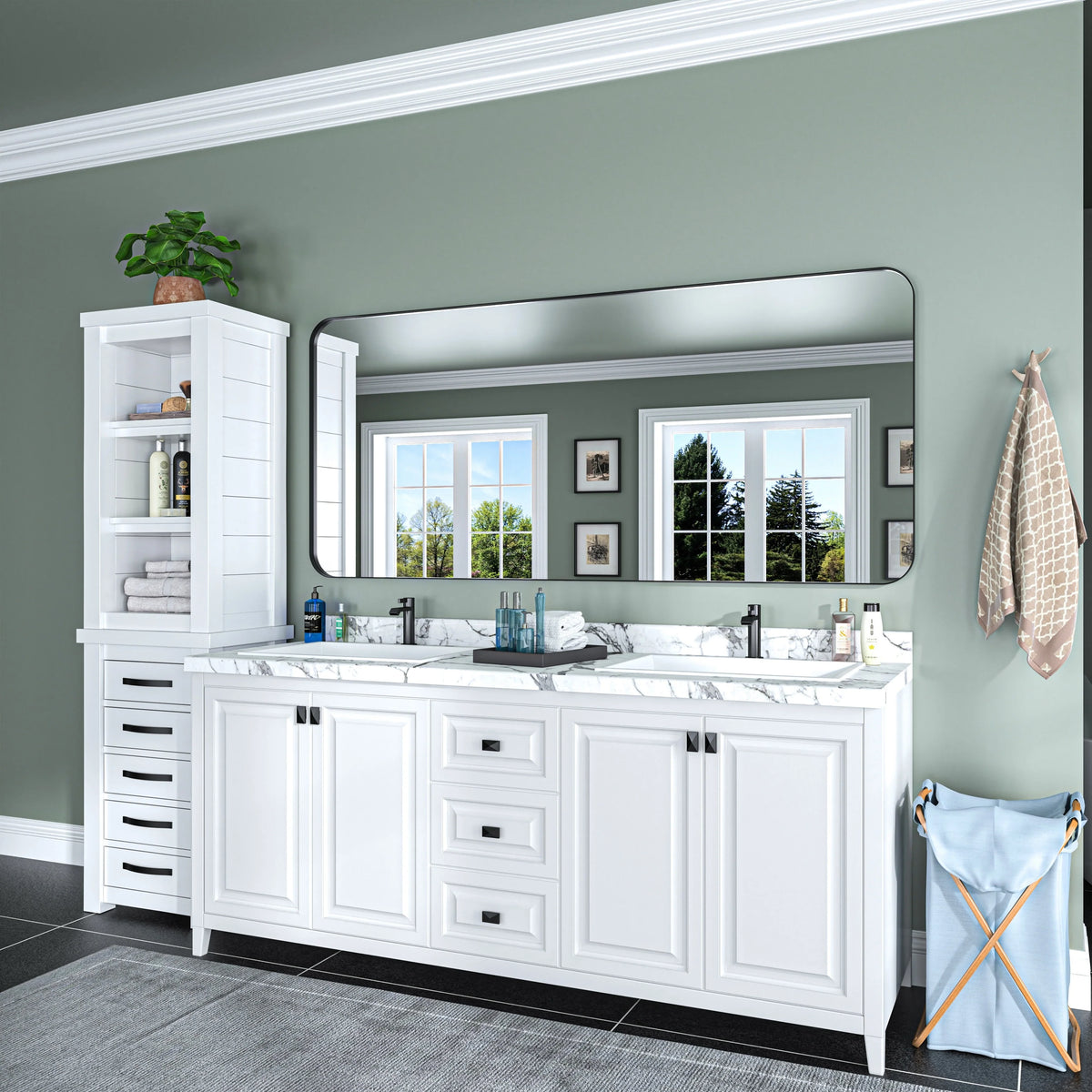 Aluminum Alloy Rounded Corner Vanity Mirror, Modern Wall Mounted Mirror for Bathroom, Bedroom and Home Decor