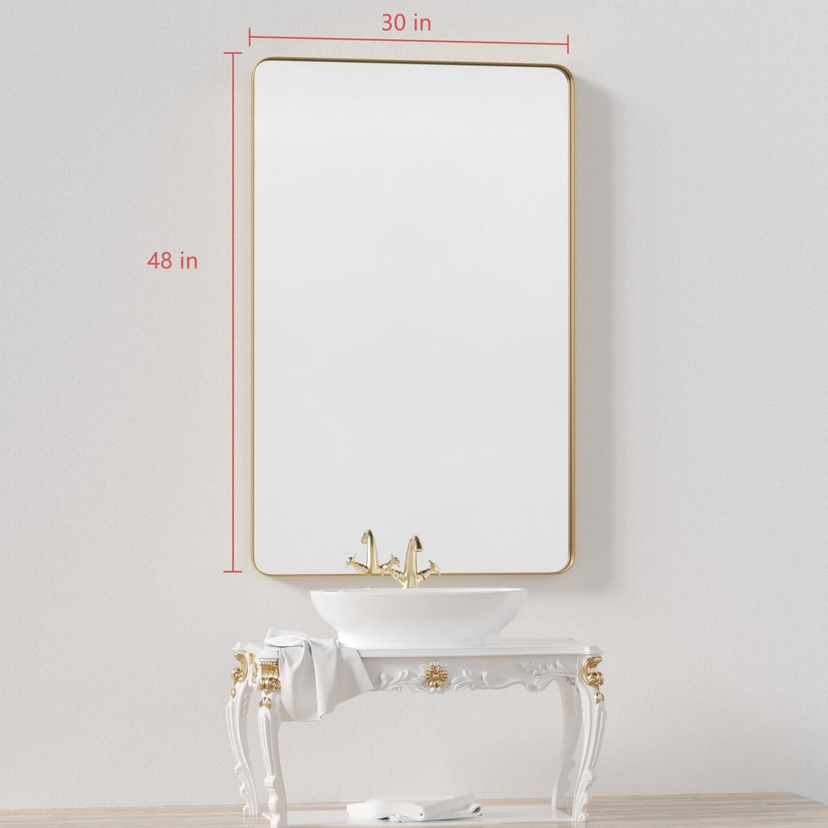Wall Mirror Vanity Mirror, Bathroom Mirror with Rounded Corners, 1 Piece
