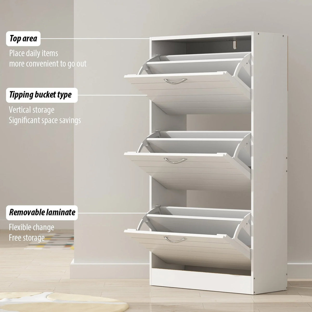 Modern Shoe Storage Cabinet for Entryway and Hallway, Space-Saving Shoe Organizer