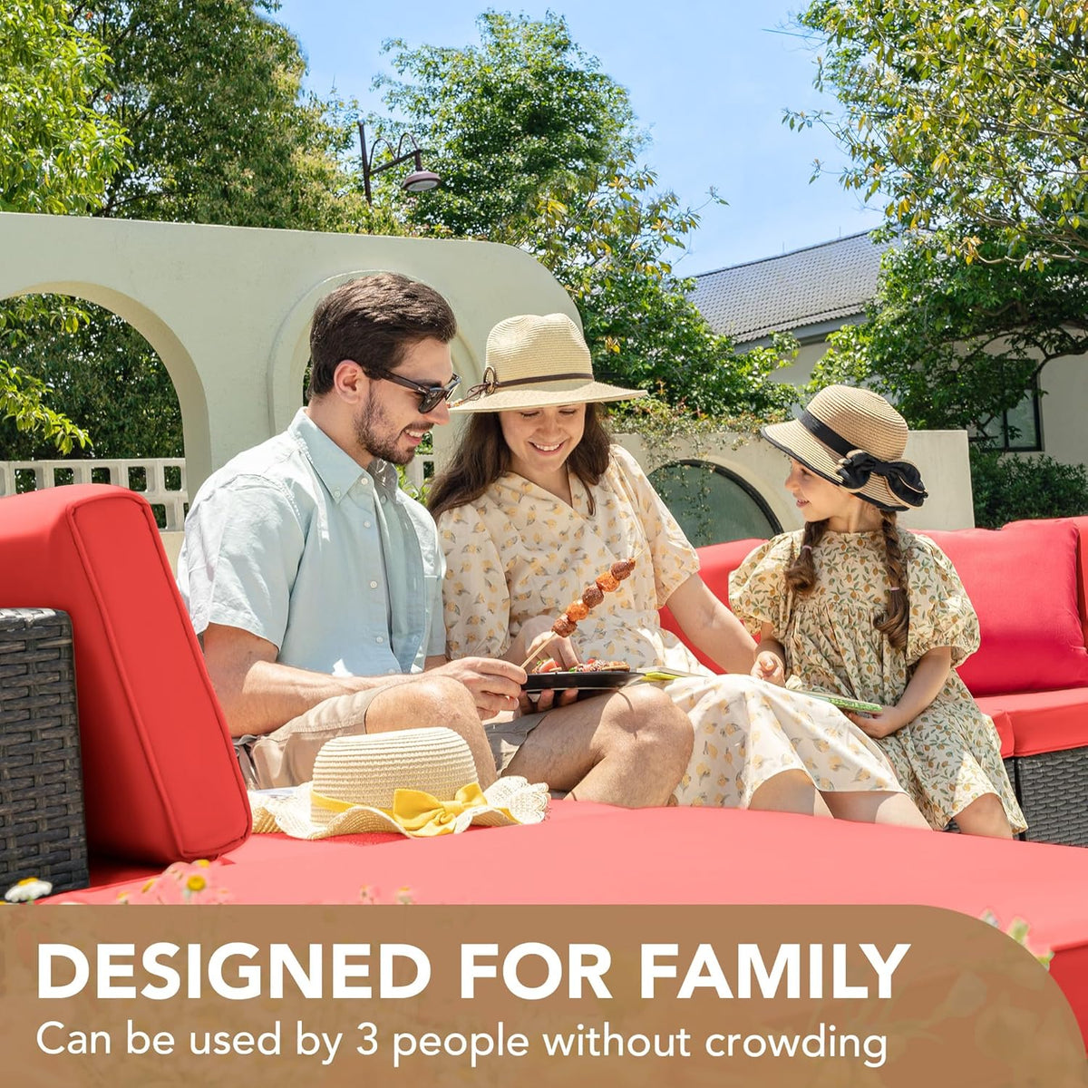 5-Piece All-Weather Patio Furniture Set with Cushions, Outdoor Wicker Conversation Sofa Set for Garden, Deck & Backyard