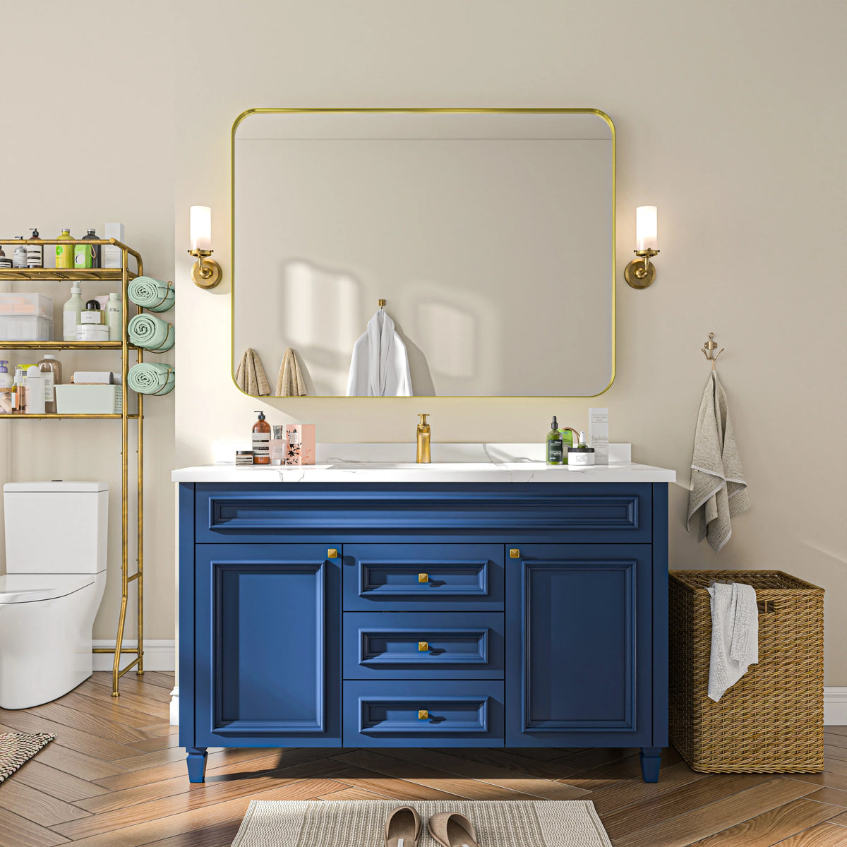 Aluminum Alloy Rounded Corner Vanity Mirror, Modern Wall Mounted Mirror for Bathroom, Bedroom and Home Decor