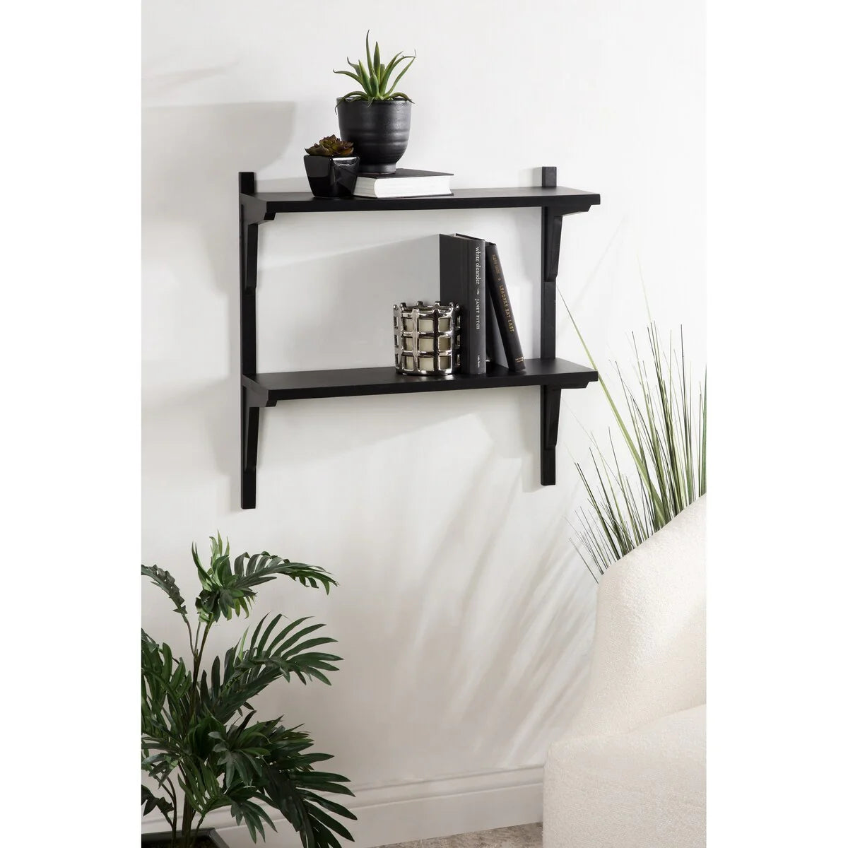 Mid-Century Wall Shelves, 24x8x24 Inch Decorative Wall Mounted Storage and Display Shelving for Home Decor