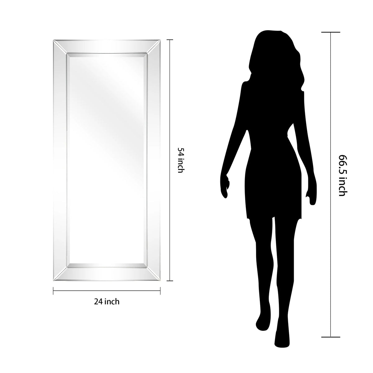 Beveled Rectangular Clear HD Wall Mirror, Bathroom Vanity and Bedroom Mirror, 3 Sizes