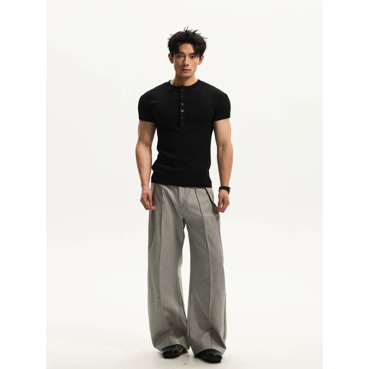 Men's Henley Collar Short Sleeve T-Shirt