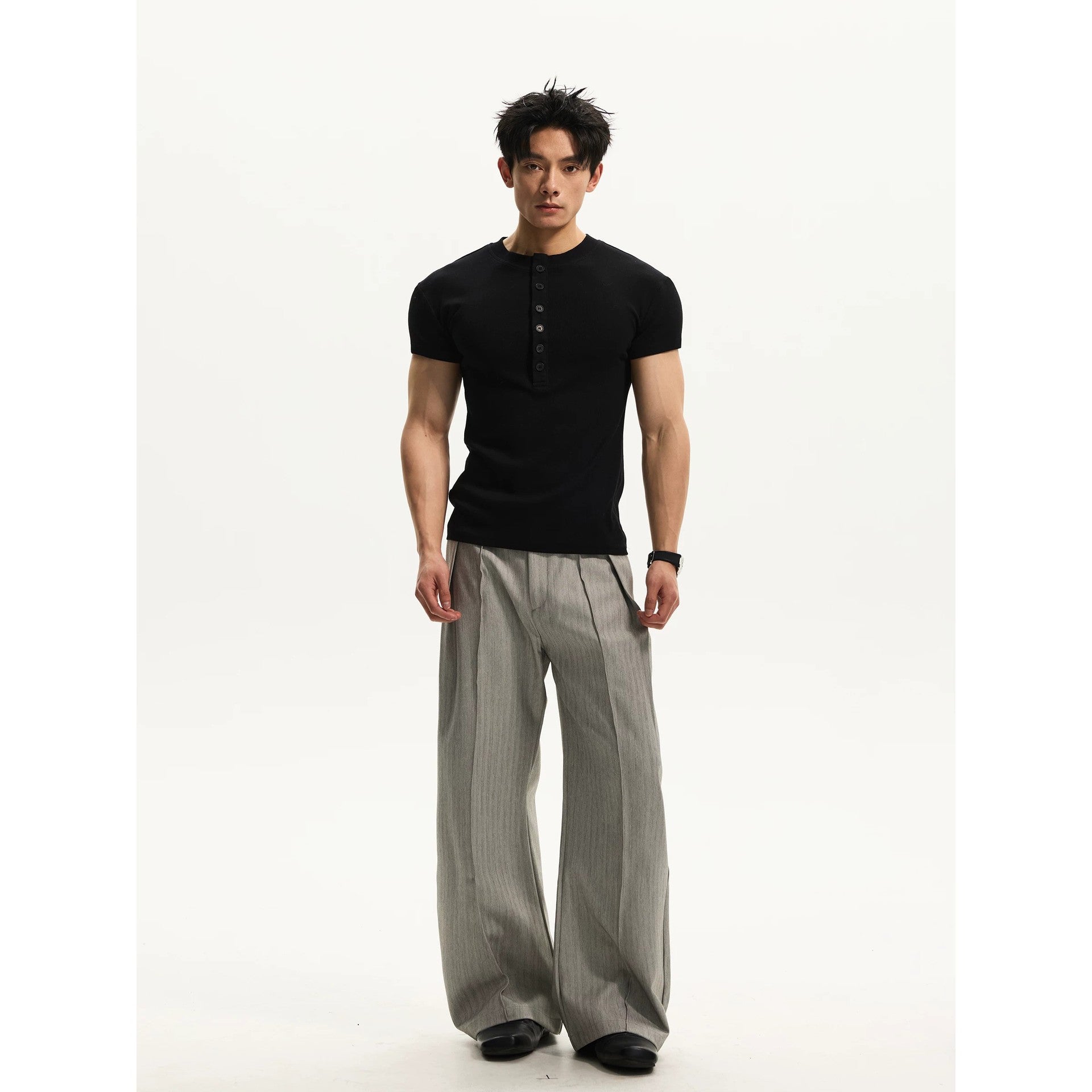 Men's Henley Collar Short Sleeve T-Shirt