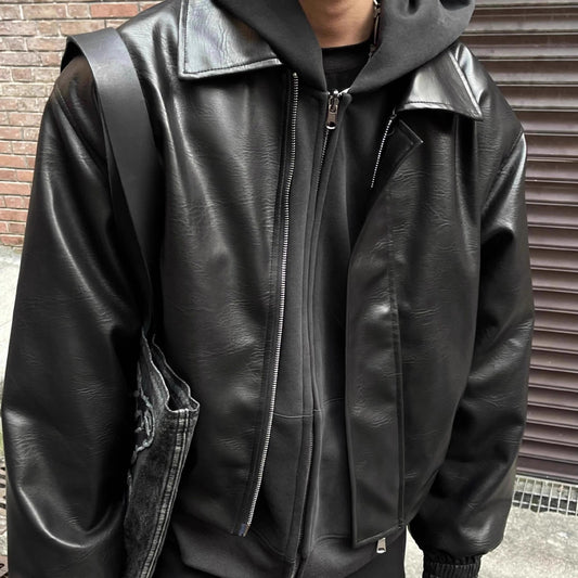 Men's Quilted Faux Leather Zip Jacket