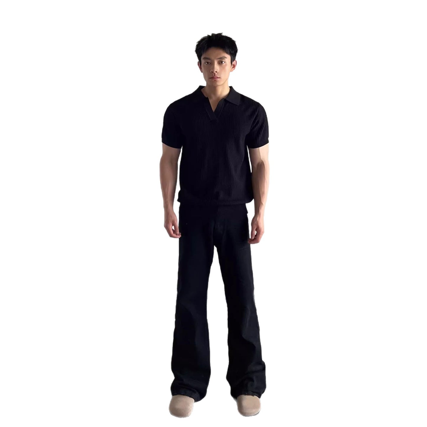 Men's Seagull Collar Knit Short Sleeve Polo Shirt