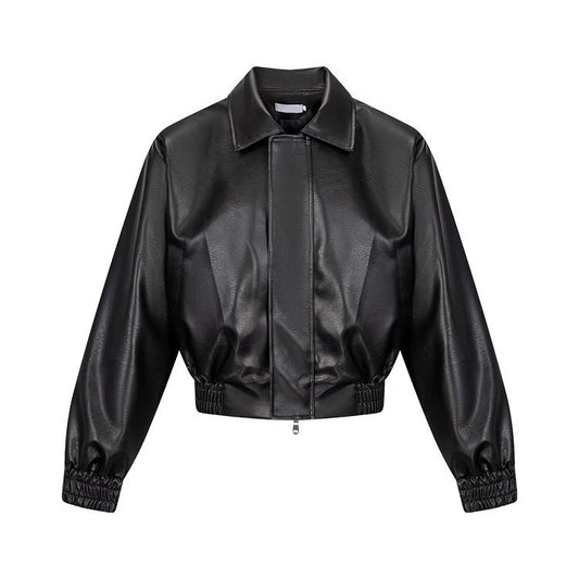 Men's Quilted Faux Leather Zip Jacket