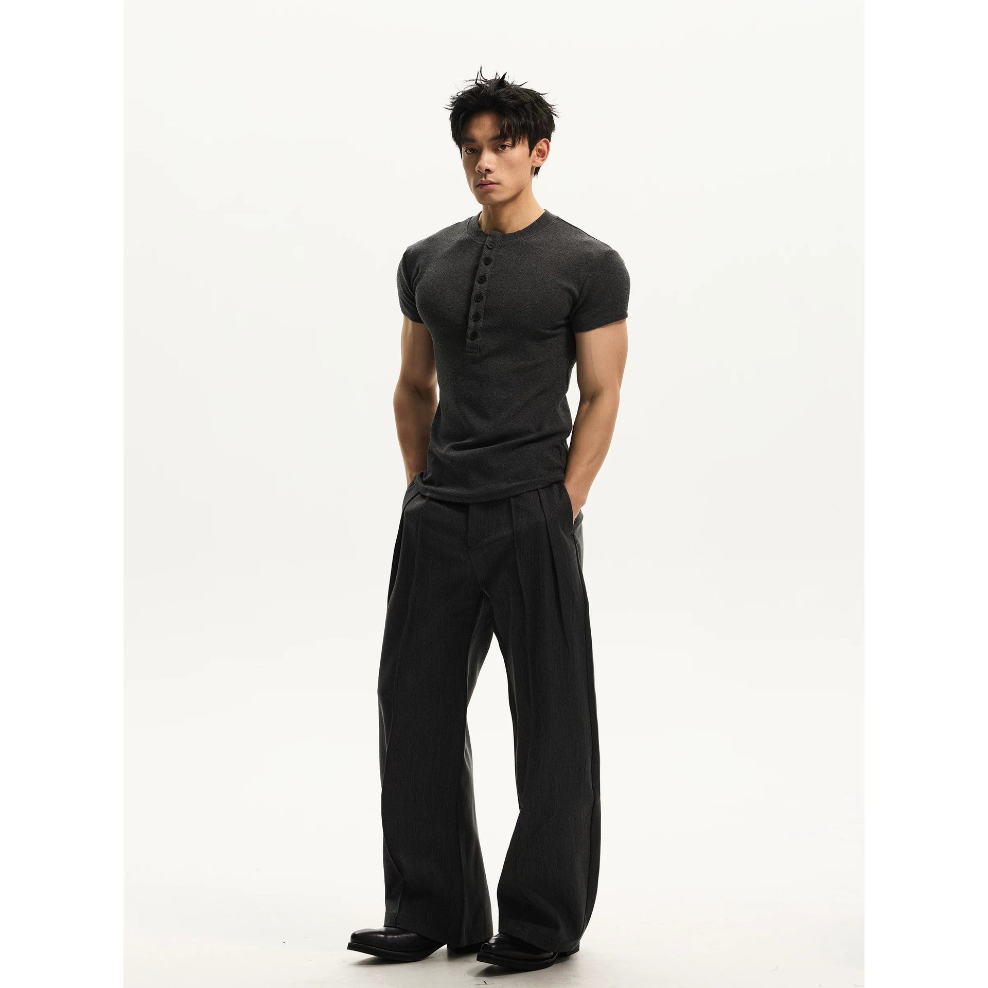 Men's Henley Collar Short Sleeve T-Shirt