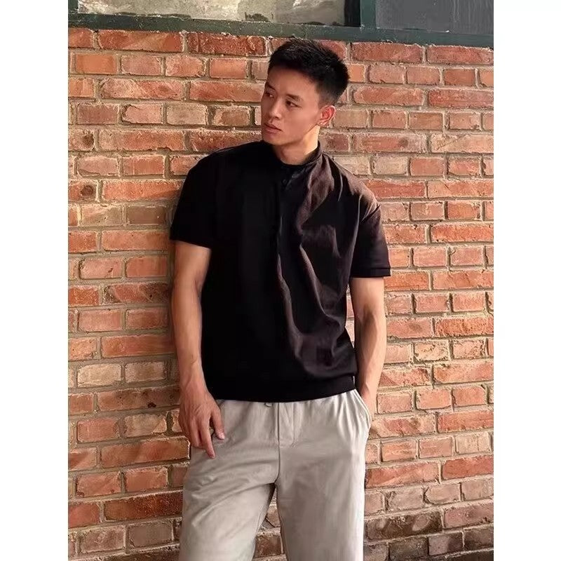 Men's Henley Collar Short Sleeve Slim Fit T-Shirt