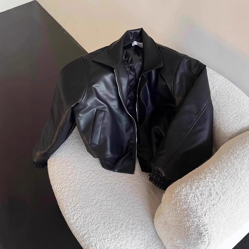 Men's Quilted Faux Leather Zip Jacket