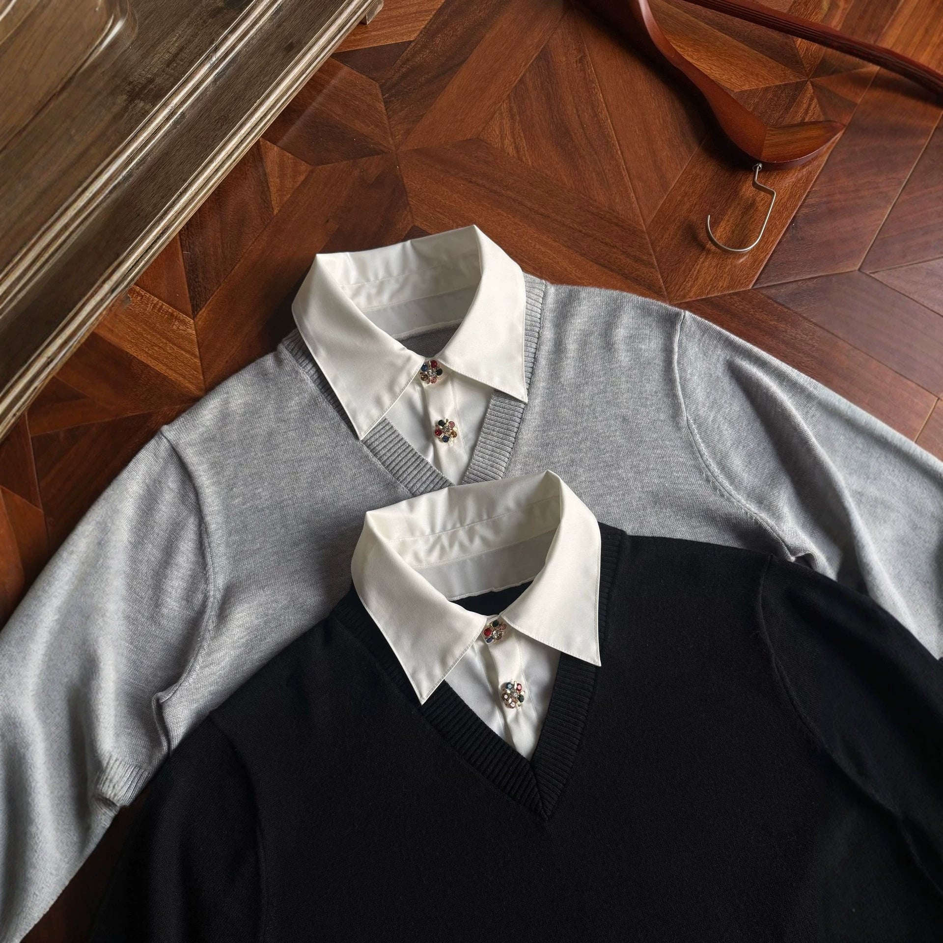Men's Faux Two-Piece Knit Short Sleeve Polo Shirt