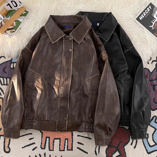 Men's Distressed Faux Leather Moto Jacket