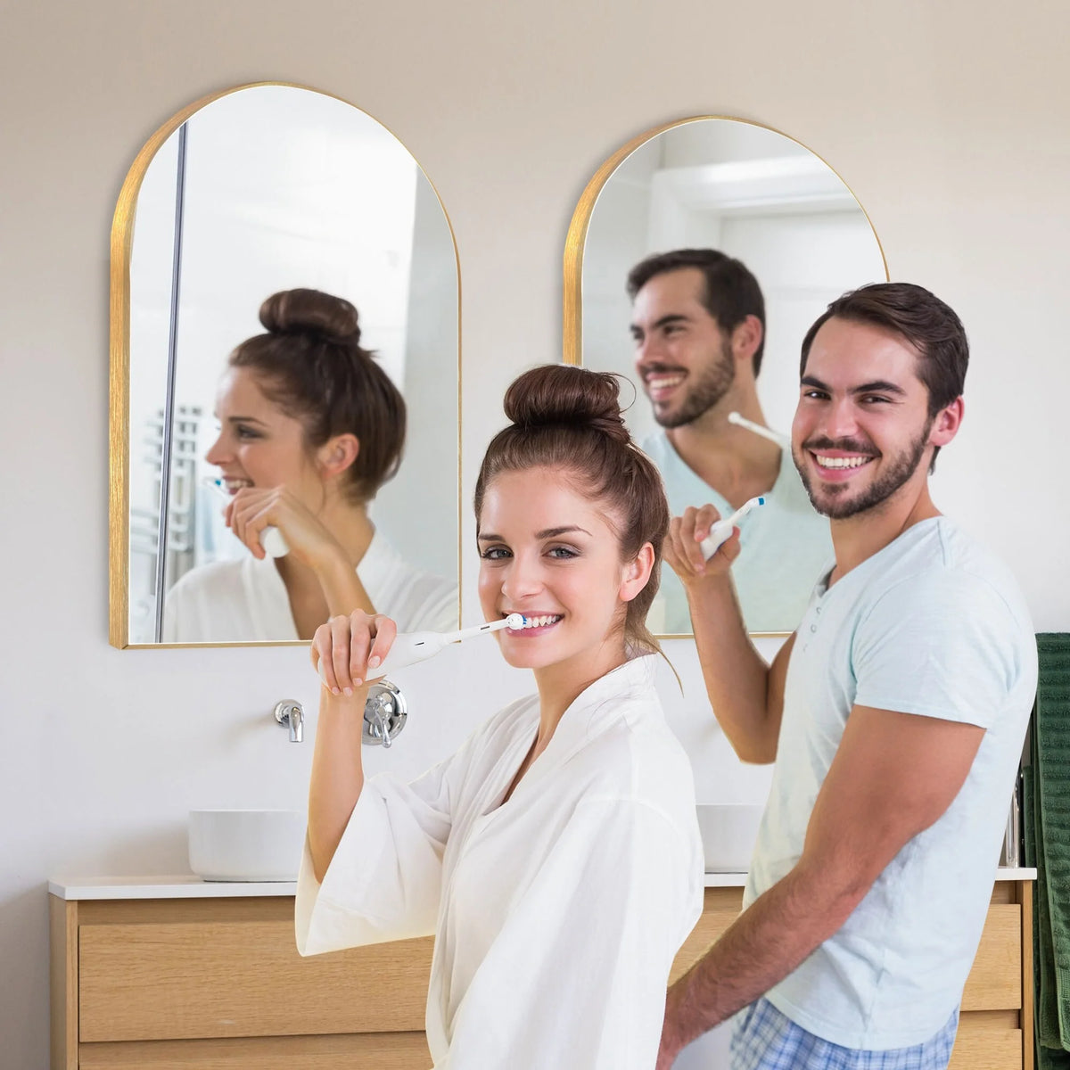 Modern Arch Aluminum Bathroom Wall Mirror, Wall Mounted Vanity Mirror for Bathroom, Bedroom and Home Decor