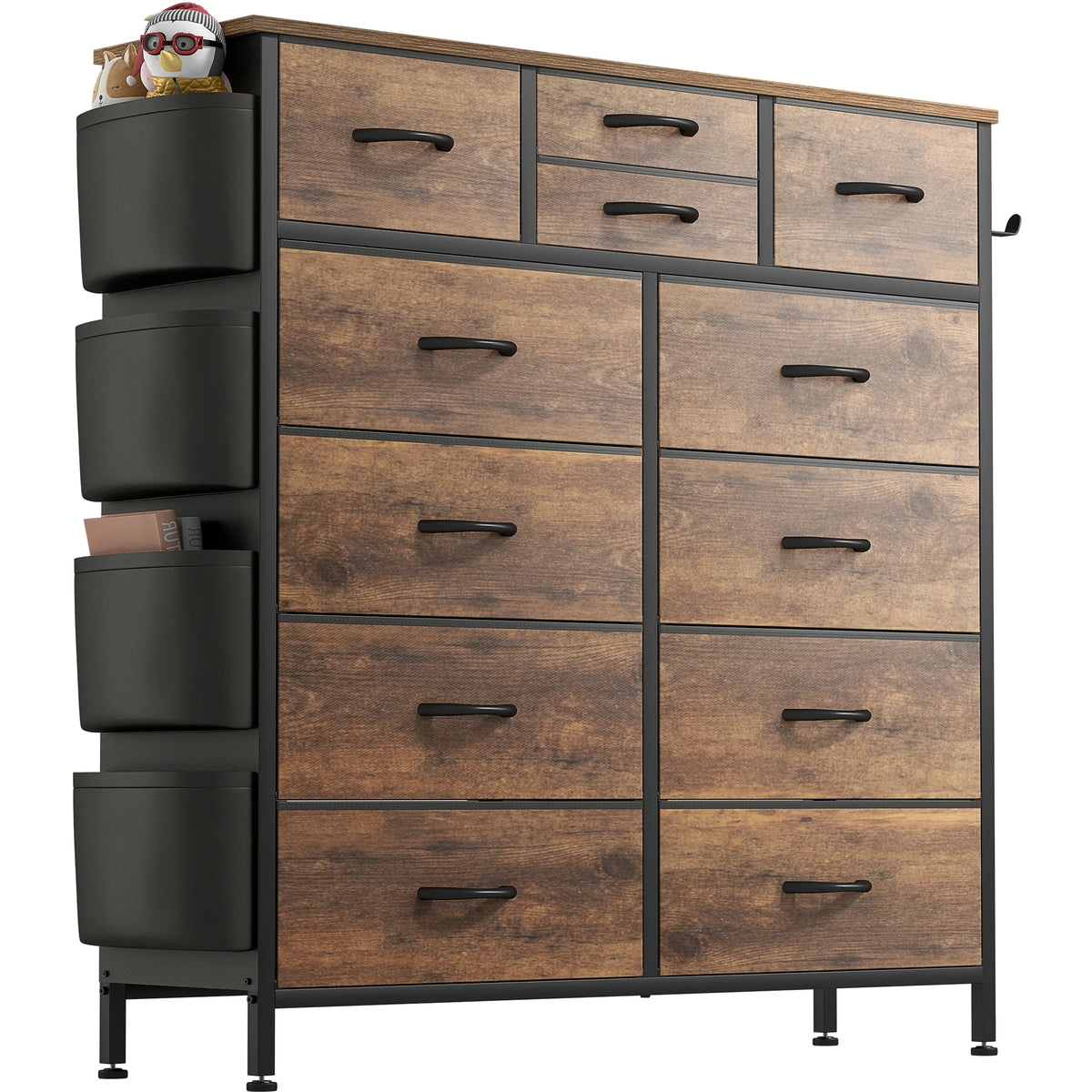 12 Drawer Fabric Dresser, Tall Bedroom Chest of Drawers with Storage