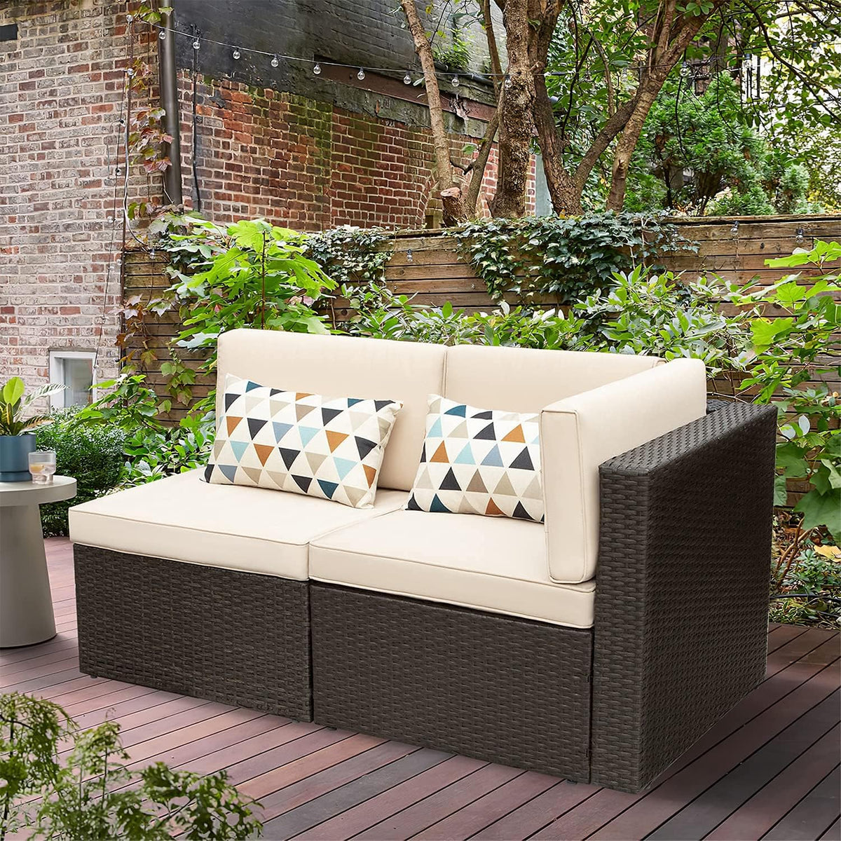5-Piece All-Weather Patio Furniture Set with Cushions, Outdoor Wicker Conversation Sofa Set for Garden, Deck & Backyard