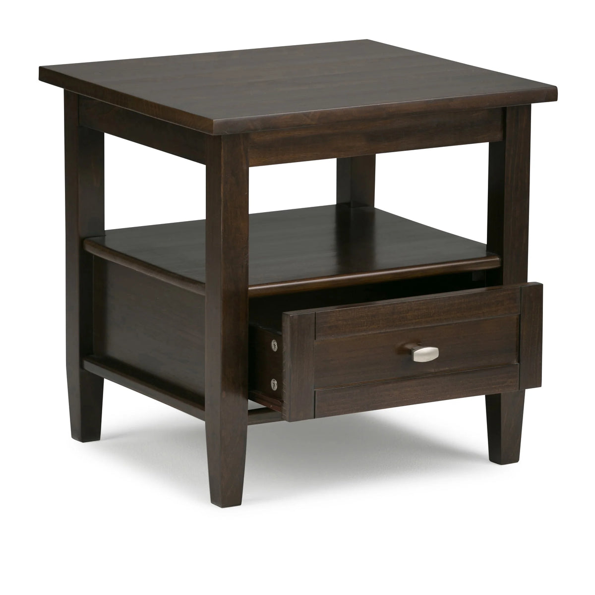 20 Inch Wide Solid Wood Rectangle End Table, Transitional Side Table