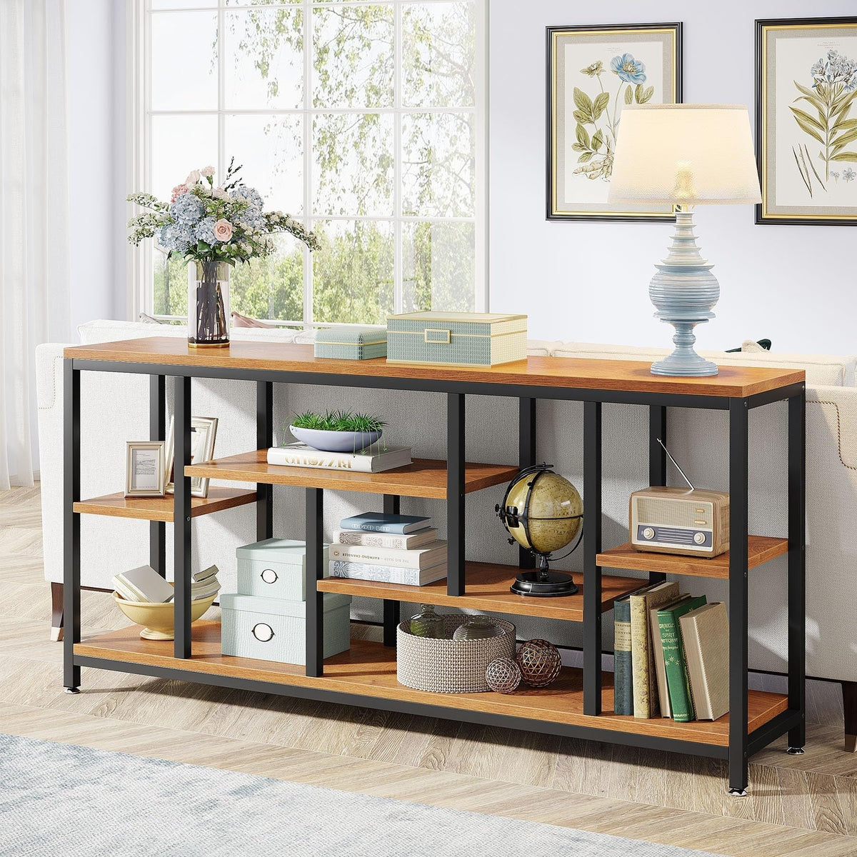 70.9 Inch Console Sofa Table with Storage, 3-Tier Entryway Table for Hallway