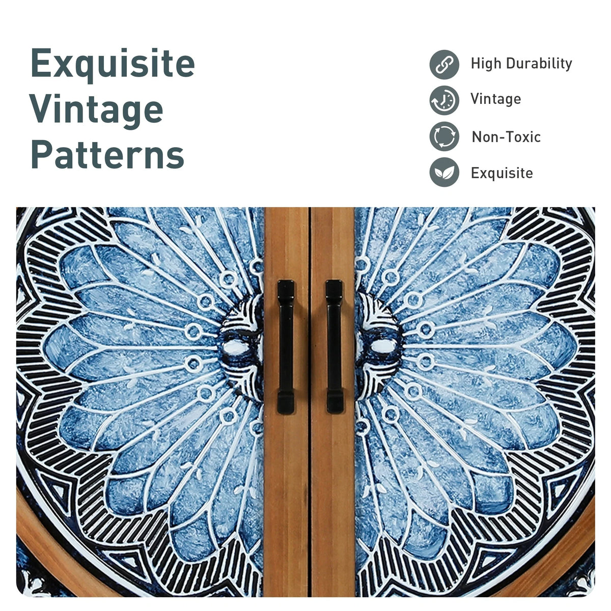 Vintage Storage Accent Cabinet, Small Sideboard Buffet Cabinet for Bedroom, Living Room and Entryway