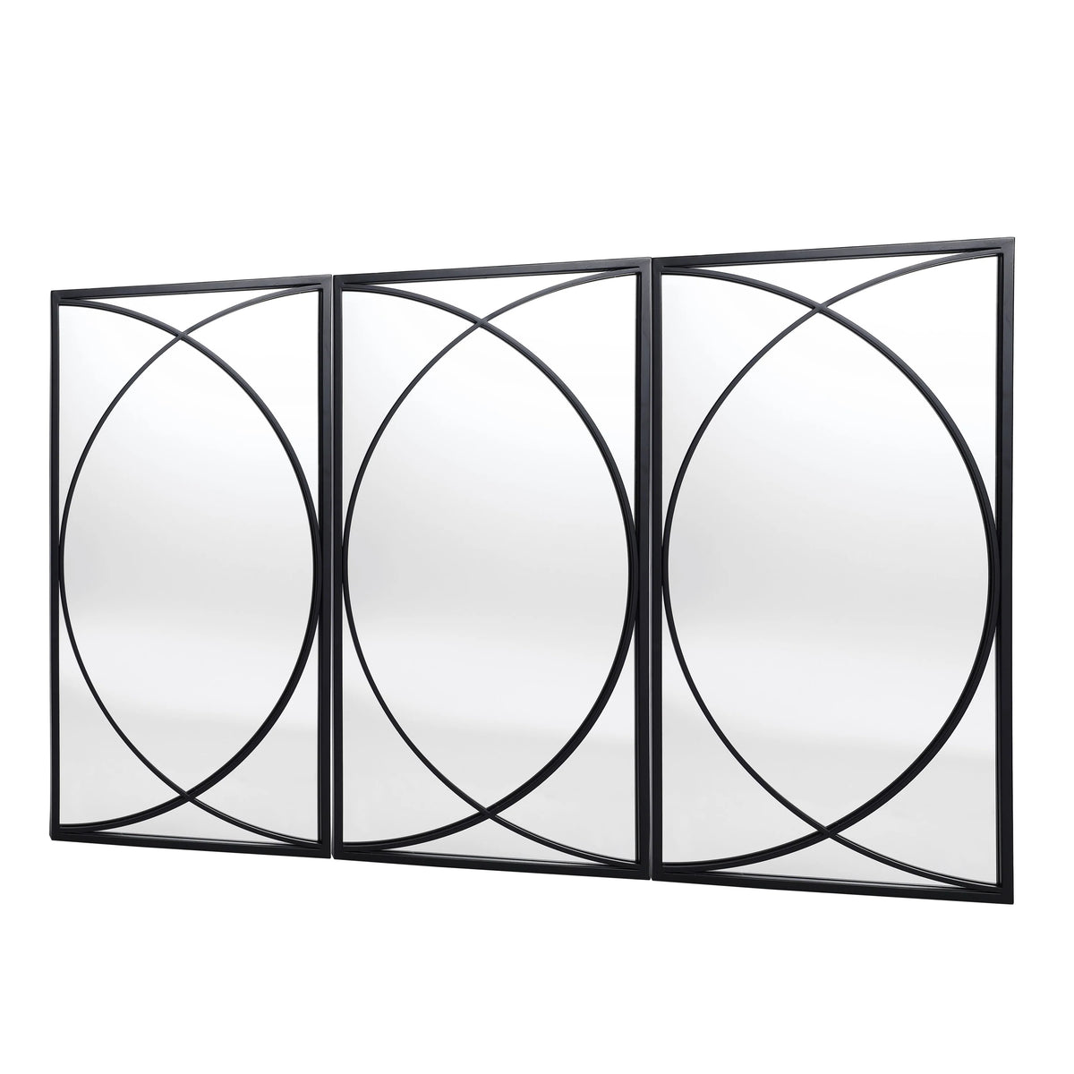 3-Piece Black Metal Rectangular Wall Mirror Set, 31.9" H x 15.75" W x 0.75" D