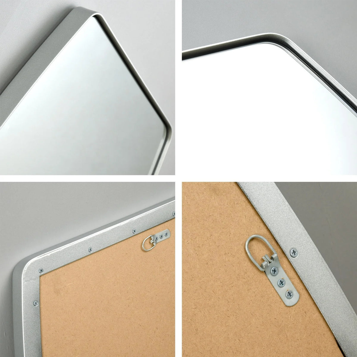 Modern Oblong Metal Wall Mirror, Decorative Elongated Hanging Mirror for Living Room, Bedroom and Entryway