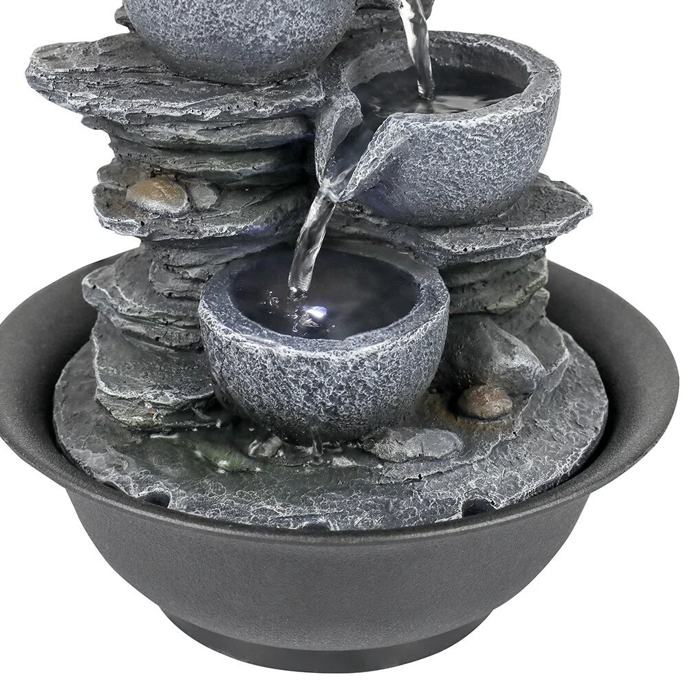 4-Tier Indoor Water Fountain, Relaxing Waterfall Feature for Home, Living Room and Bedroom Decor