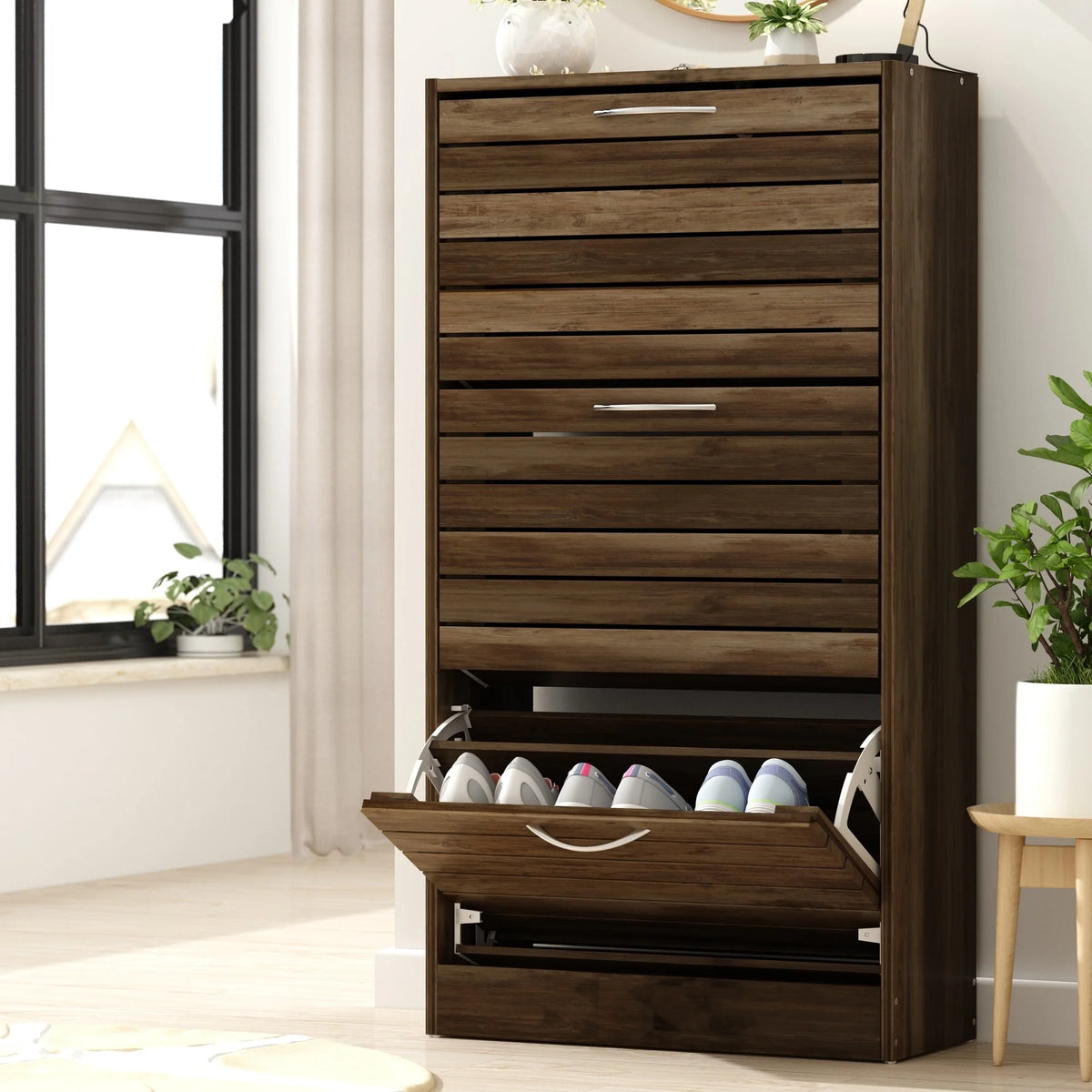 Modern Shoe Storage Cabinet for Entryway and Hallway, Space-Saving Shoe Organizer