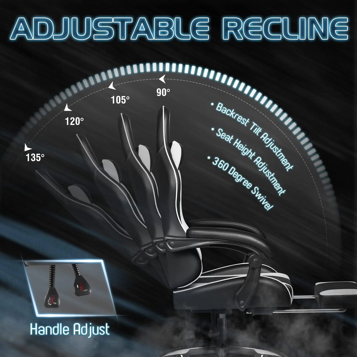 Ergonomic Gaming Chair with Footrest and Massage Support, Reclining Computer Chair for Gaming Room and Home Office