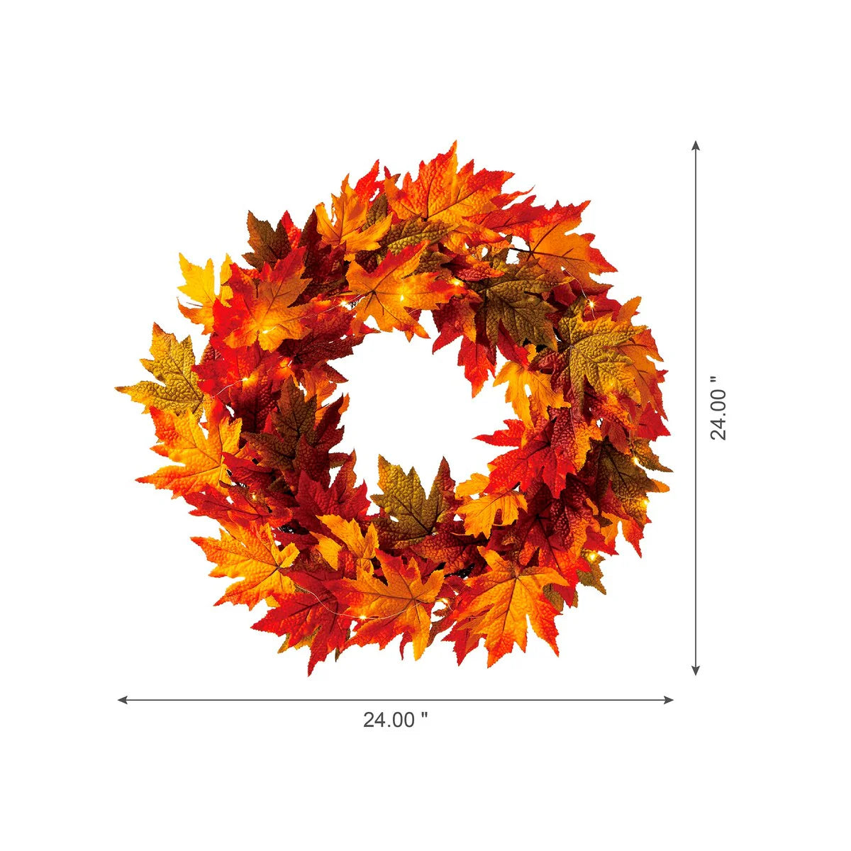 Thanksgiving LED Lighted Fall Maple Leaf Wreath and Garland - Autumn Home Decor