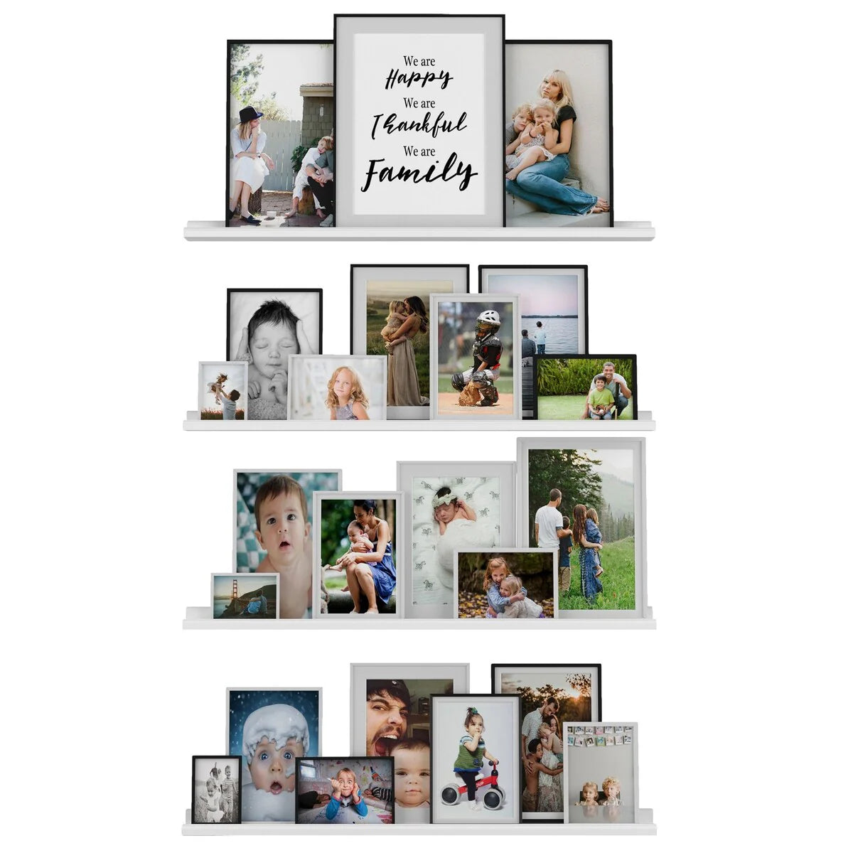 Set of 4 Floating Wall Shelves, 46 Inch Picture Ledge Display Shelves for Photos, Artwork and Home Decor