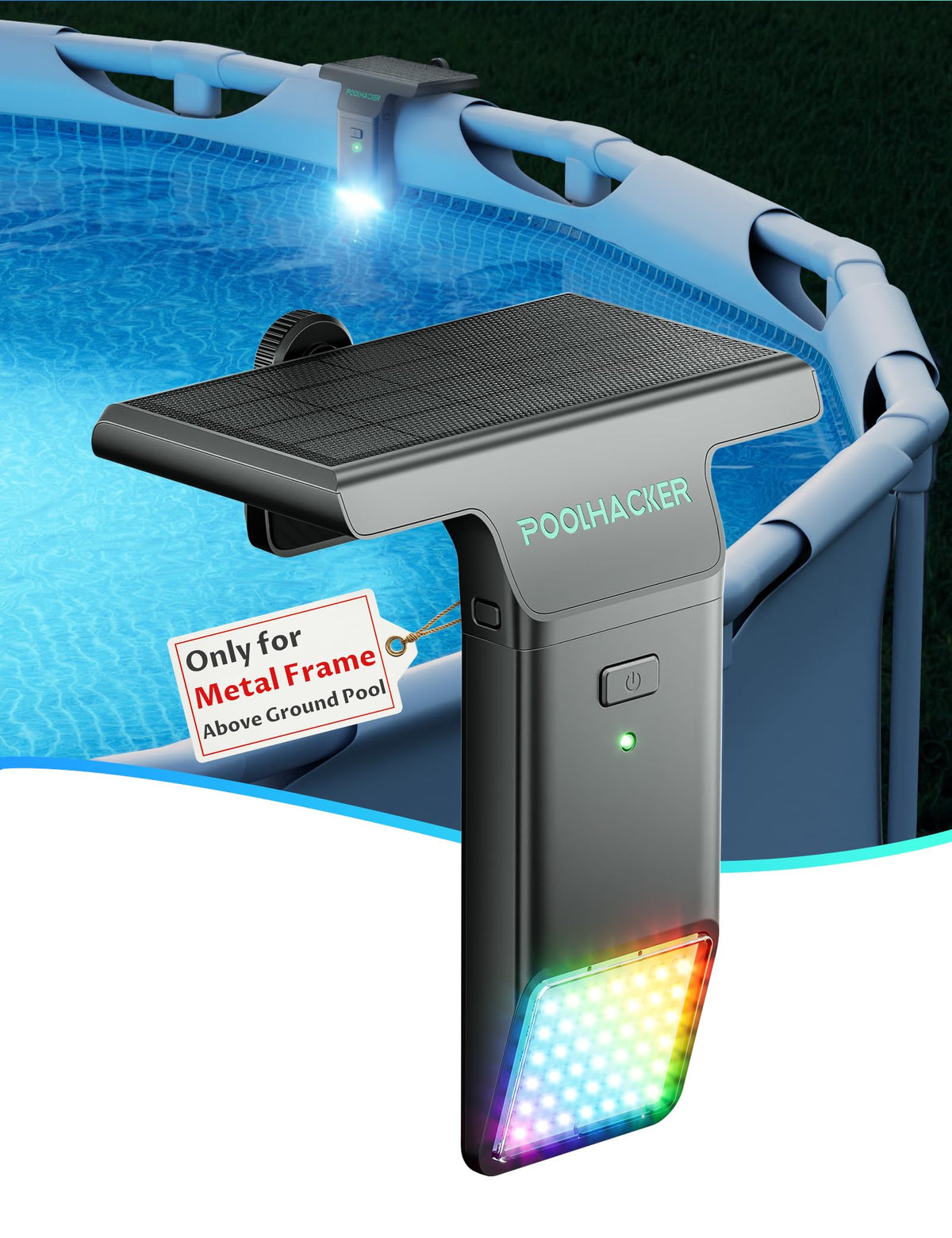 Solar Pool Lights for Steel Wall Above Ground Pools, Solar Powered LED Swimming Pool Lighting