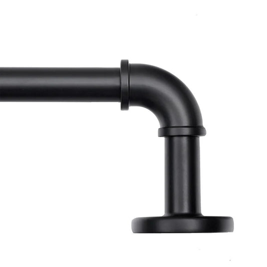 1 Inch Industrial Curtain Rods for Windows, Blackout Wrap-Around Rods, Rustic Matte Black