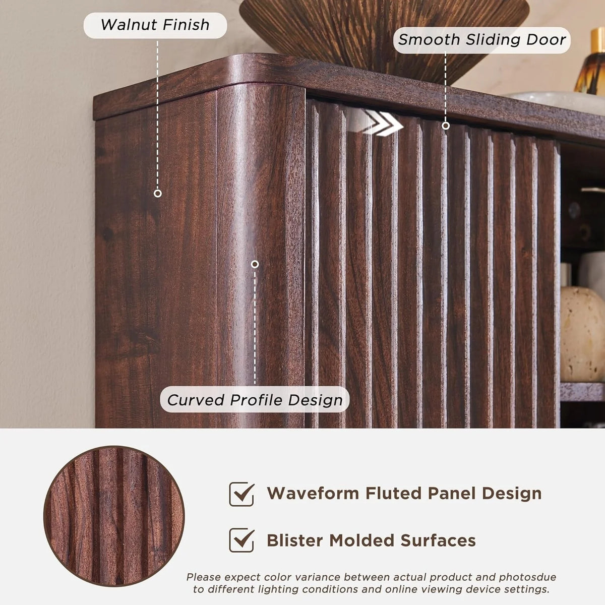 Modern Bathroom Wall Cabinet, Wall Mounted Medicine Storage Organizer with Shelves for Home Organization