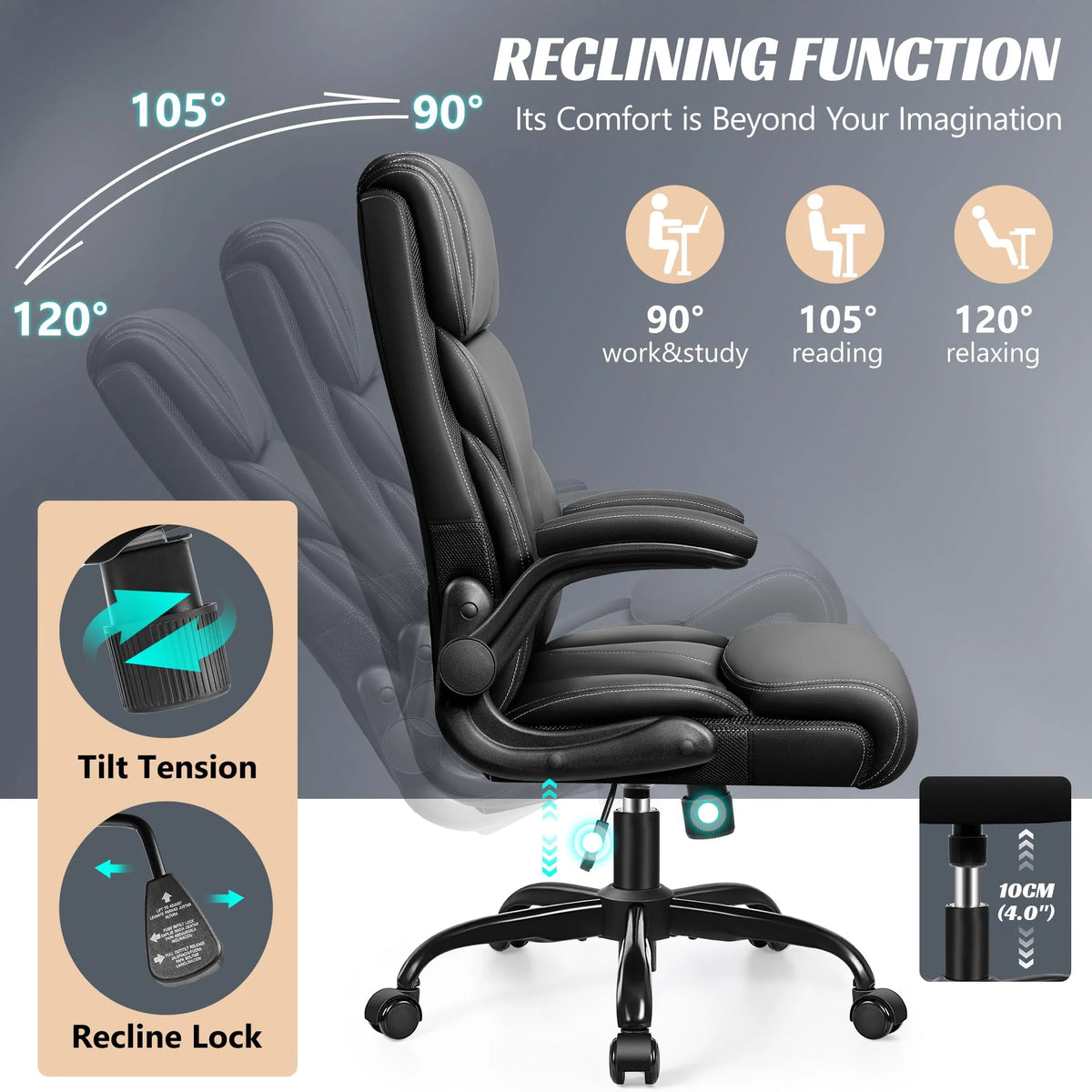 Ergonomic Big and Tall Executive Office Chair, High Back Computer Desk Chair for Home Office and Workspace