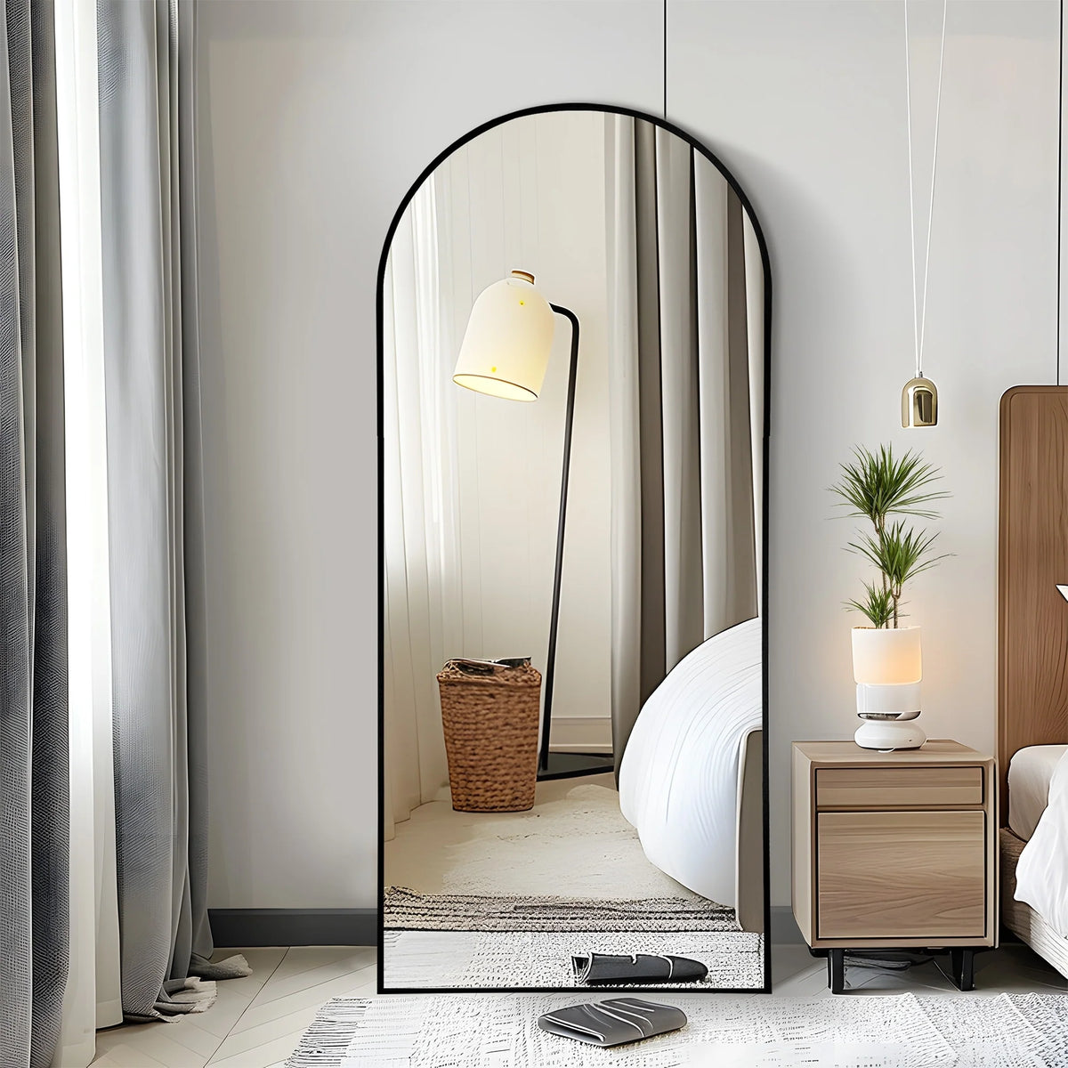 Arched Full Length Floor Mirror, Large Full Body Standing and Wall Mounted Mirror for Bedroom, Living Room and Home Decor