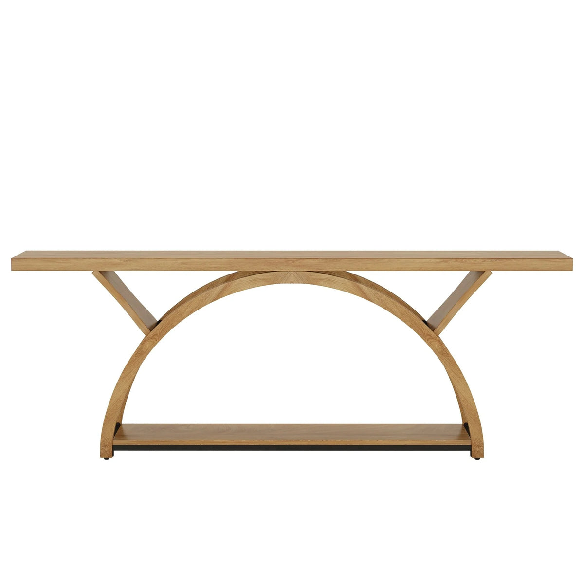 Gray 2-Tier Slim Console Sofa Table, Semi-Circular Metal Frame for Hallway