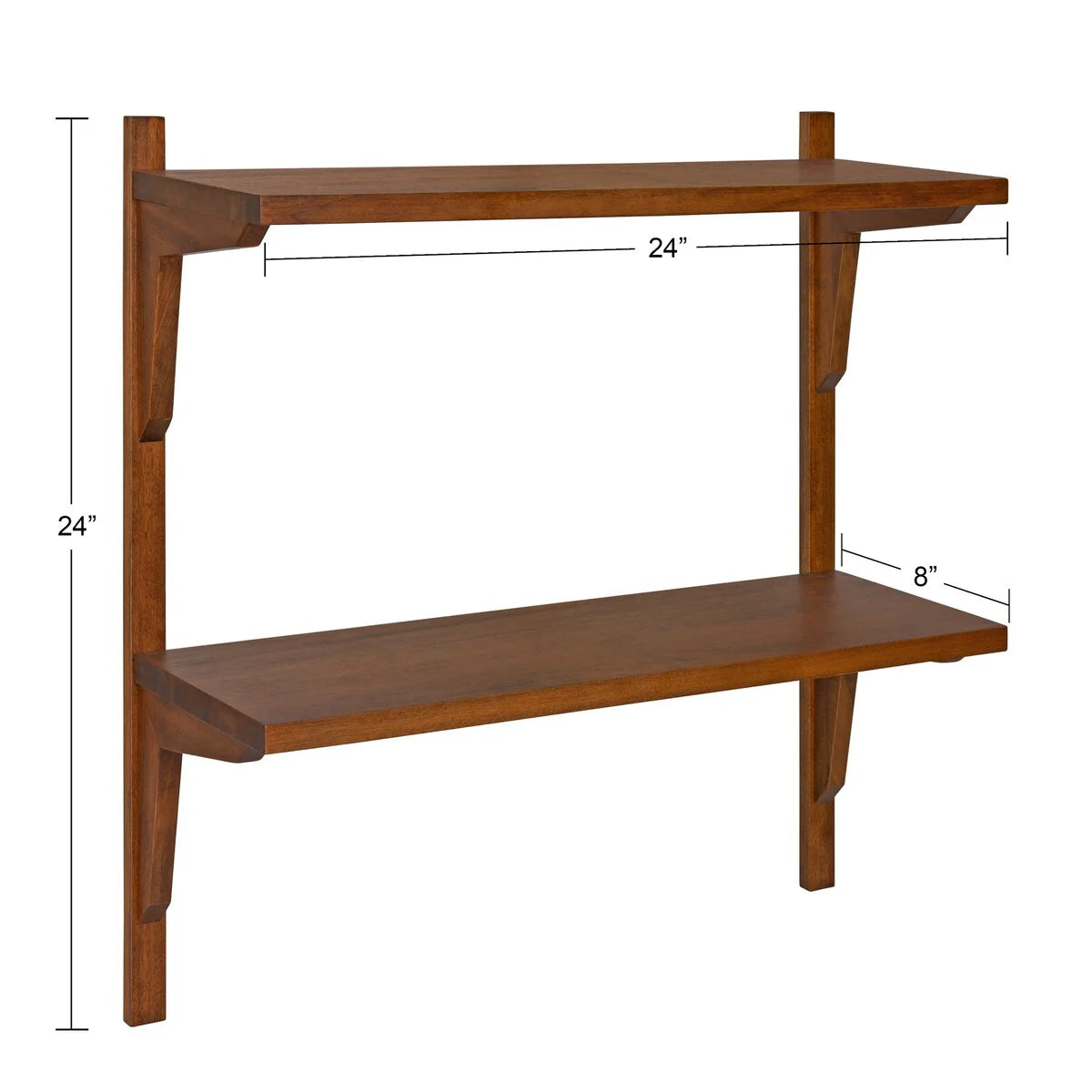 Mid-Century Wall Shelves, 24x8x24 Inch Decorative Wall Mounted Storage and Display Shelving for Home Decor