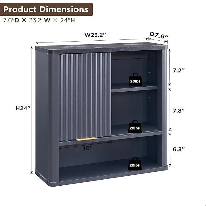 Modern Bathroom Wall Cabinet, Wall Mounted Medicine Storage Organizer with Shelves for Home Organization