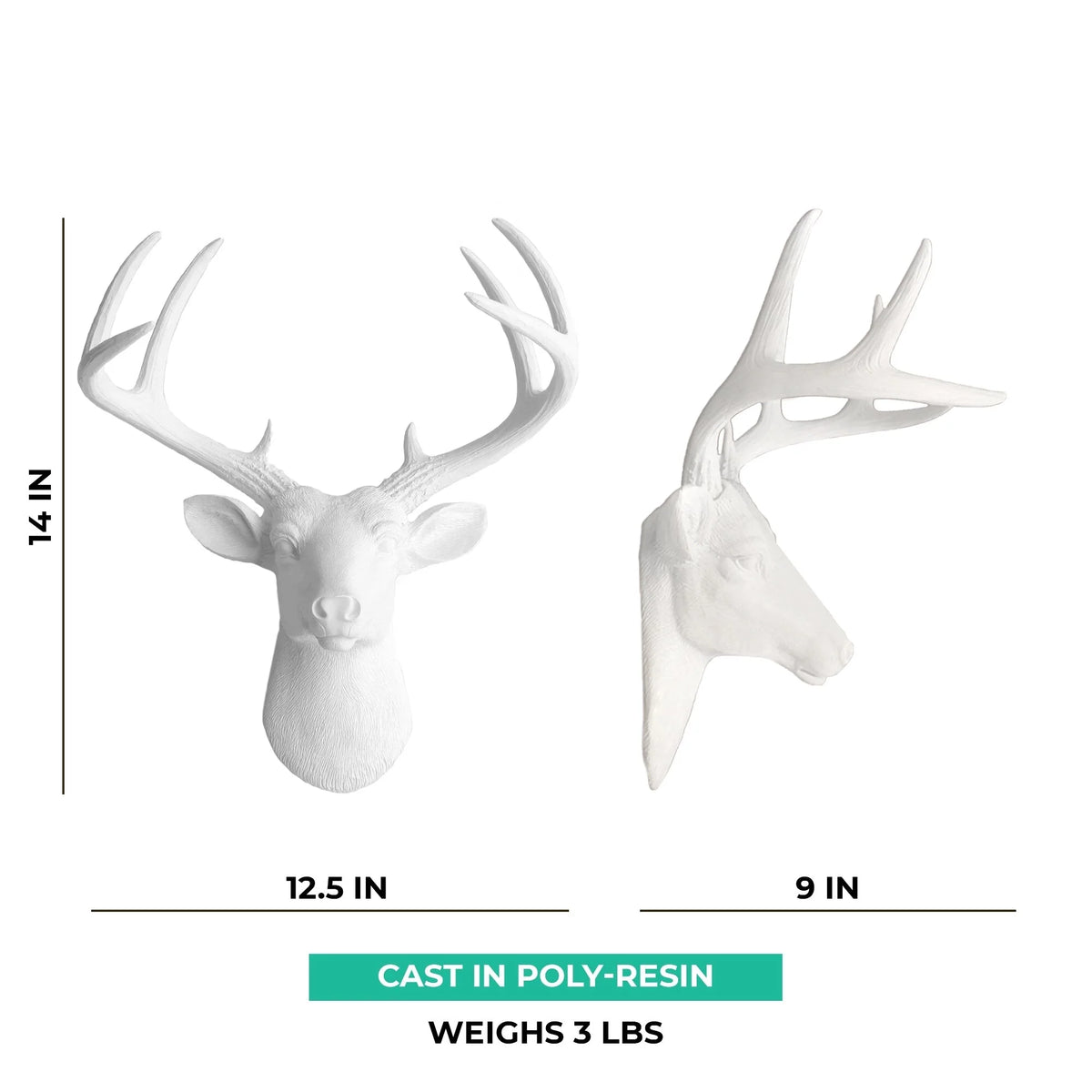 White Deer Head Wall Decor, Modern Decorative Animal Head Sculpture for Living Room, Bedroom and Home Decoration