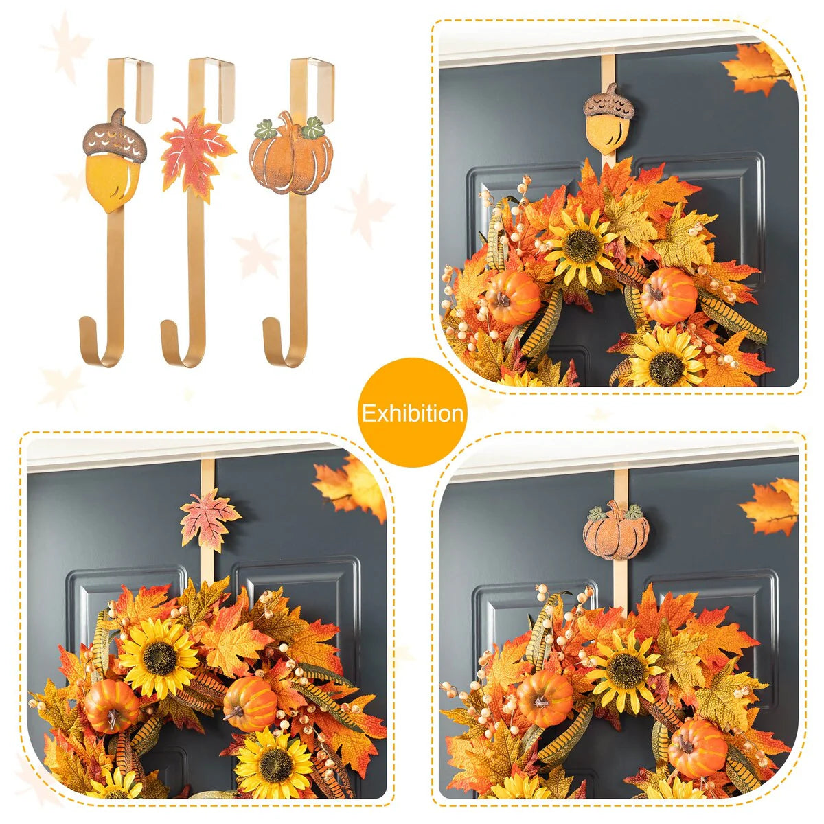 Thanksgiving LED Lighted Fall Maple Leaf Wreath and Garland - Autumn Home Decor