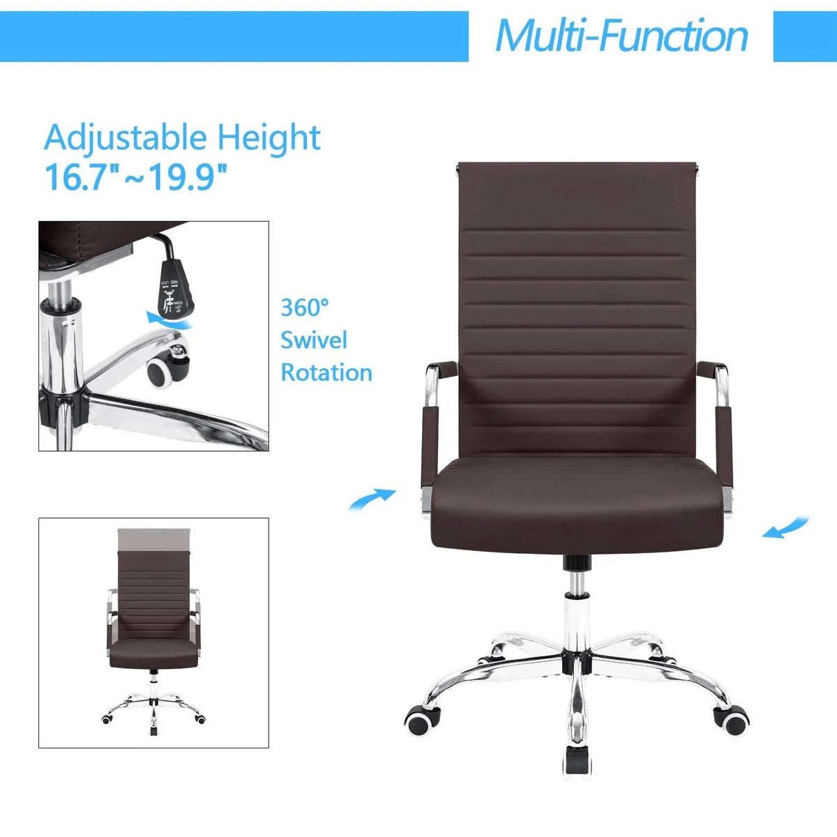 Ergonomic Ribbed Office Chair, Modern Computer Desk Chair with Comfortable Upholstered Seat for Home and Office