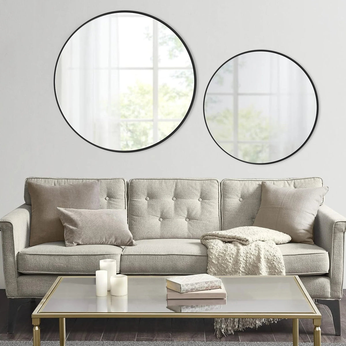 Modern Round Bathroom Vanity Mirror, Wall Mounted Circular Mirror for Bathroom, Bedroom and Home Decor