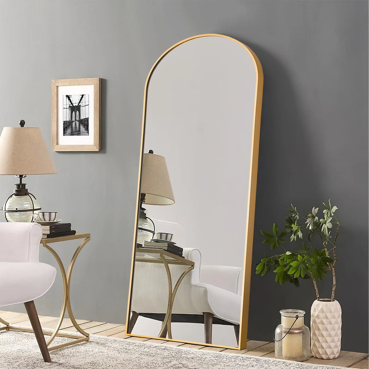 Arched Full Length Floor Mirror, Large Full Body Standing and Wall Mounted Mirror for Bedroom, Living Room and Home Decor