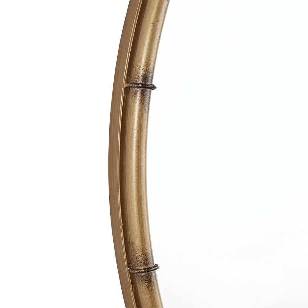 Antique Brass Finish Round Wall Mirror, Decorative Accent Mirror for Living Room, Bedroom and Entryway
