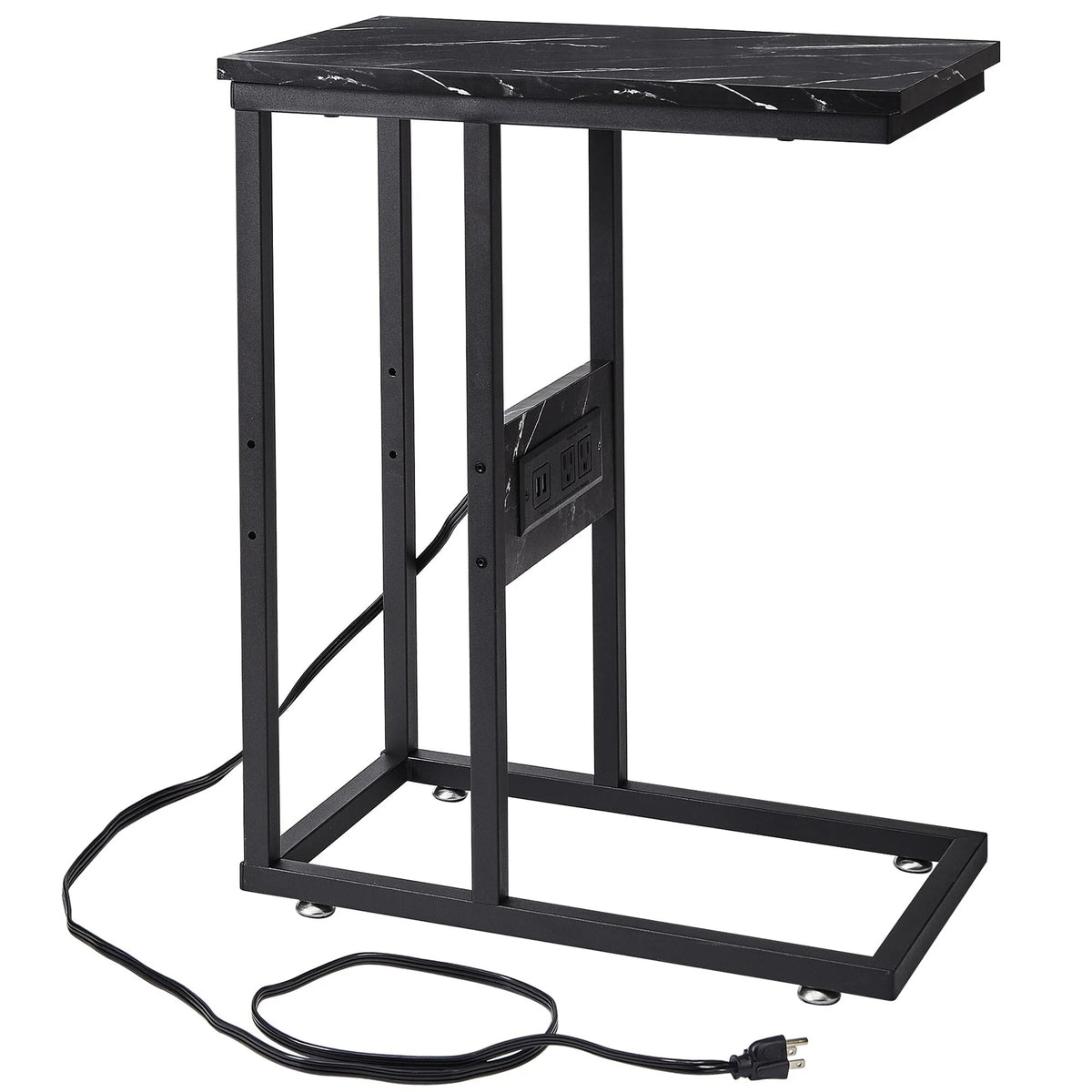 Set of 2 C-Shaped Sofa Side Tables, Small End Tables for Living Room, Bedside and TV Tray