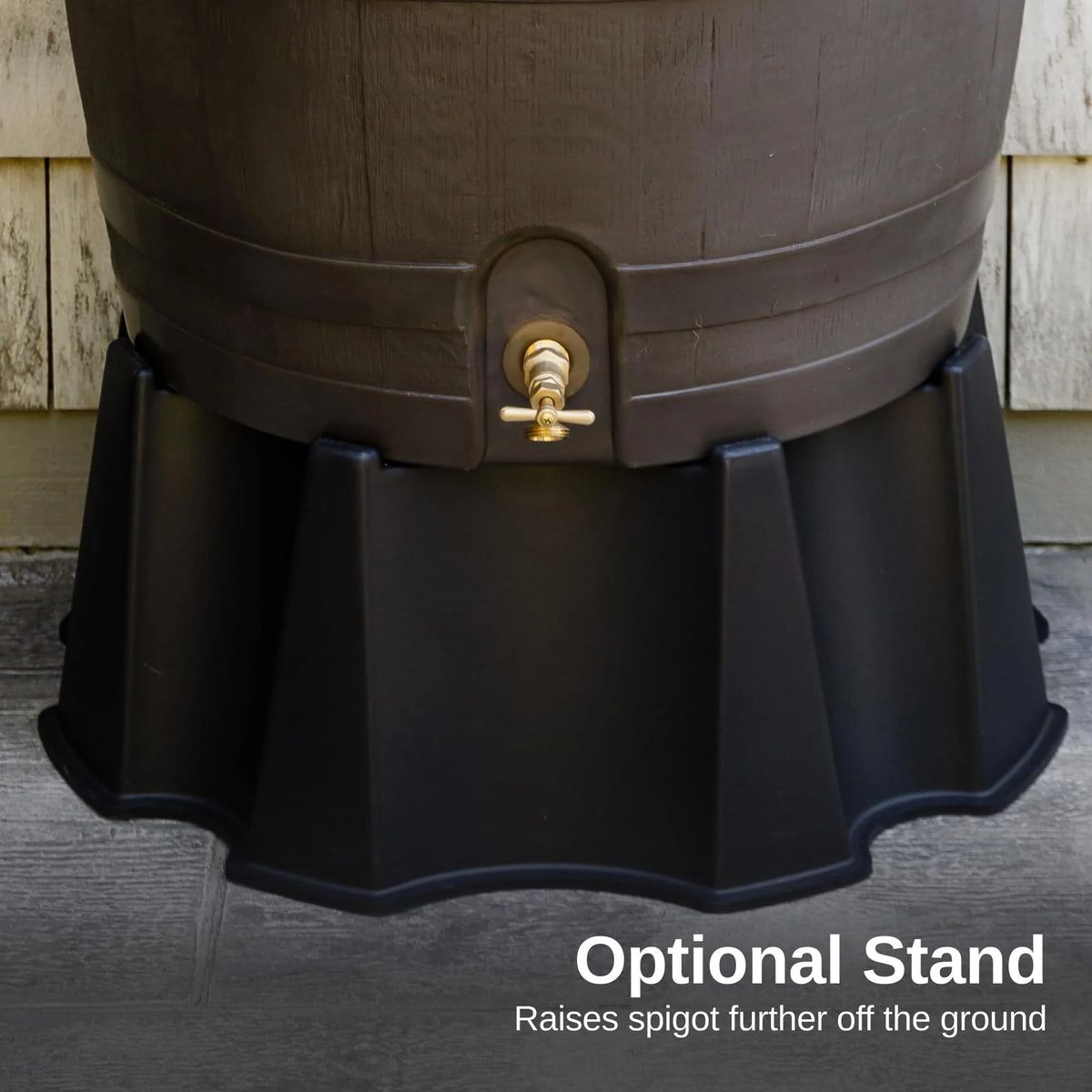 50 Gallon Rain Barrel with Brass Spigot, Walnut Rainwater Collection Barrel for Garden and Outdoor Use