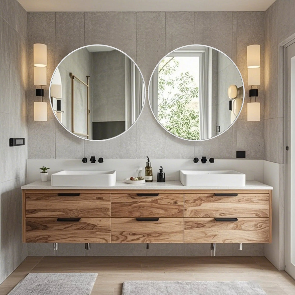 Modern Round Bathroom Vanity Mirror, Wall Mounted Circular Mirror for Bathroom, Bedroom and Home Decor