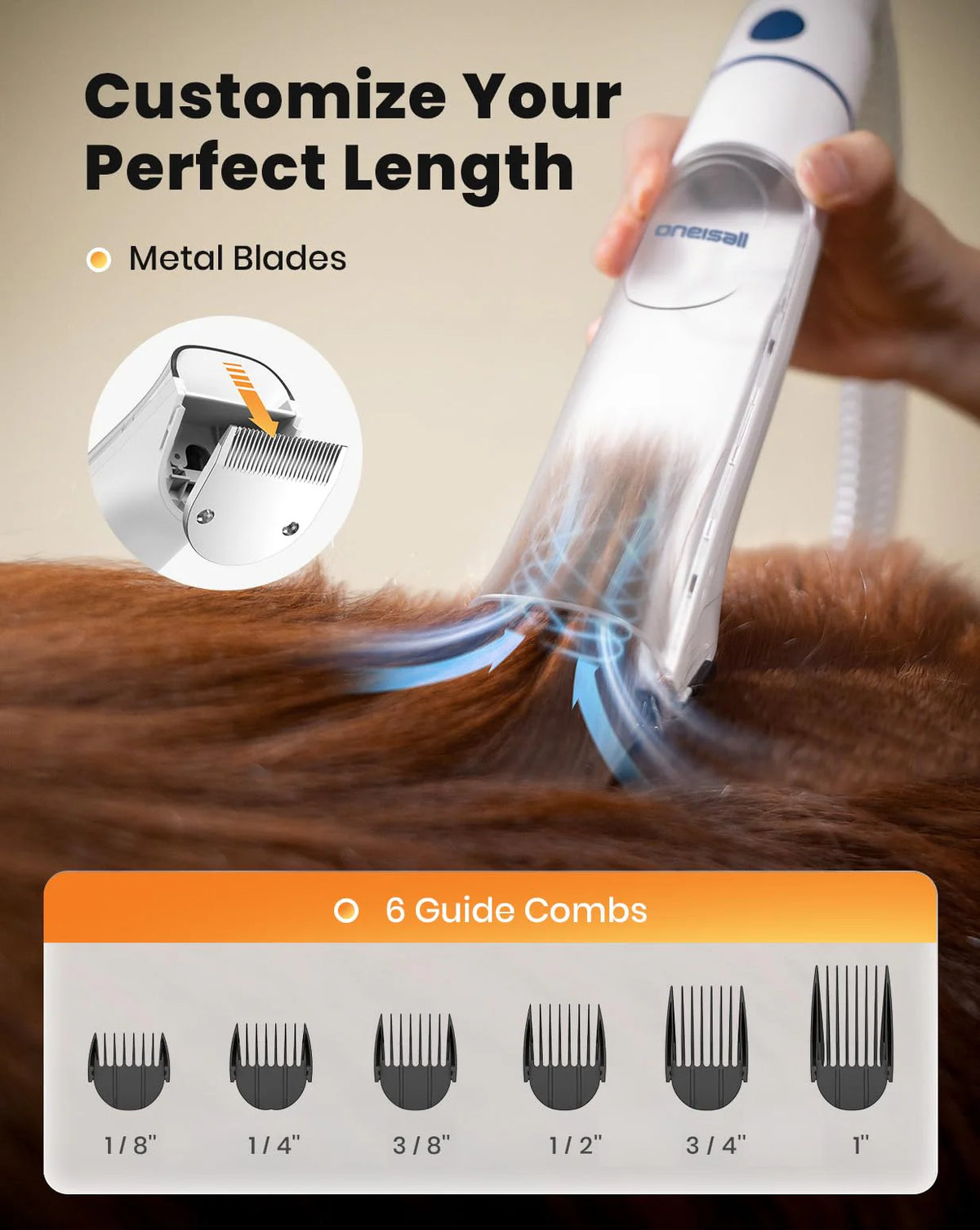 8-in-1 Dog Grooming Vacuum & Dryer, Pet Shedding and Grooming Kit for Hair Removal, Clipping and Drying