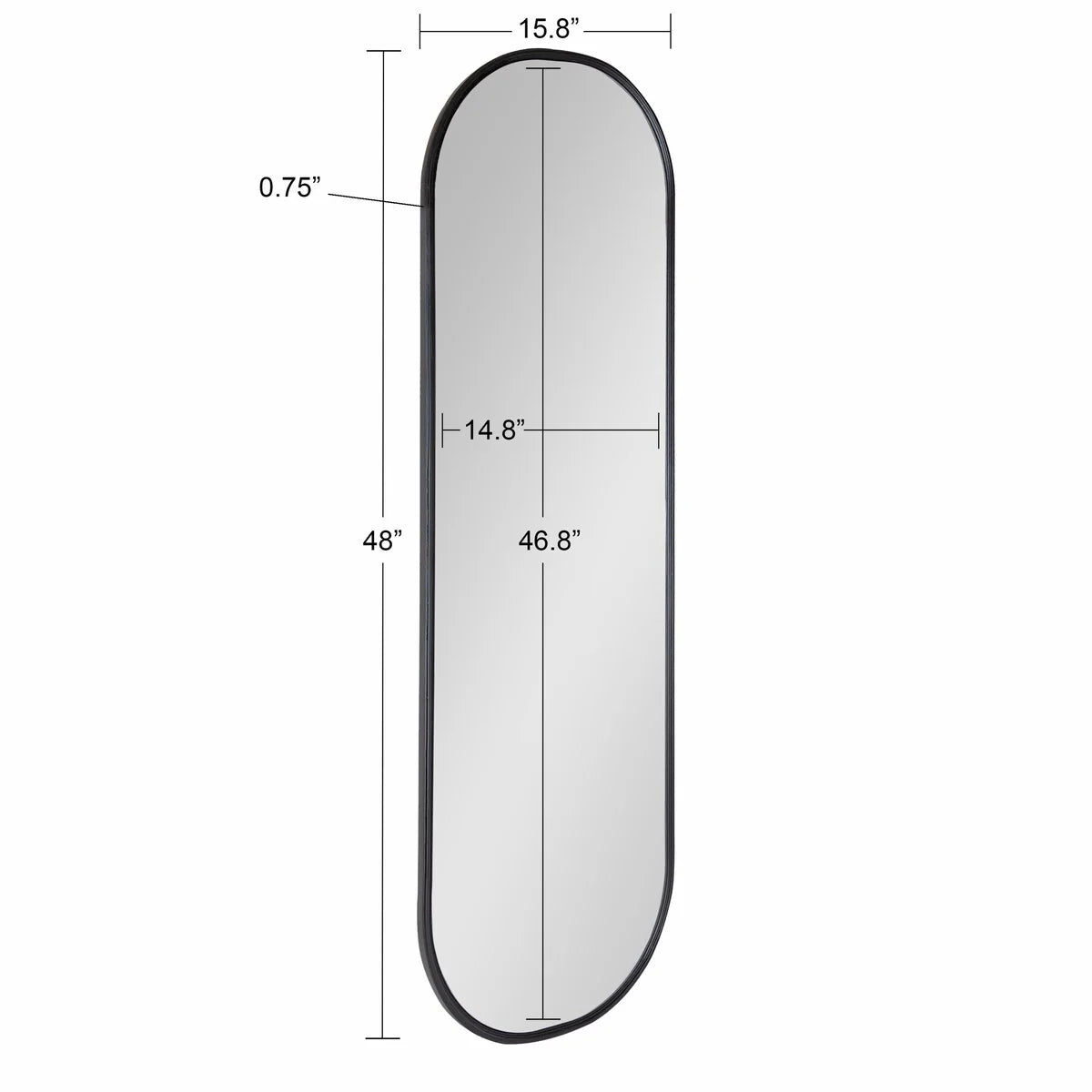 Modern Capsule Framed Wall Mirror, Decorative Oval Accent Mirror for Living Room, Bedroom and Entryway