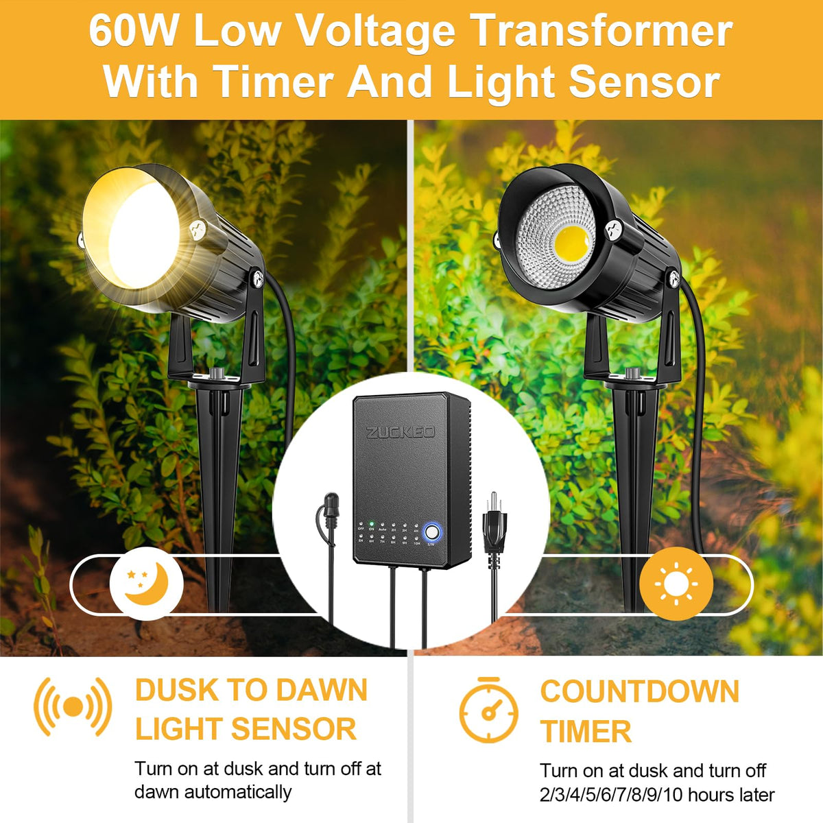 8 Pack 5W LED Landscape Lighting Kit, 3000K Warm White Low Voltage Outdoor Garden Pathway Lights